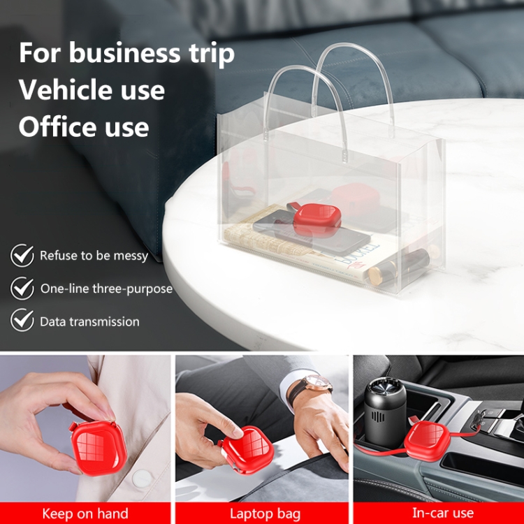 3 in 1 USB To 8 Pin + Micro USB + USB-C / Type-C Telescopic Charging Cable with Mobile Phone Holder(Black)