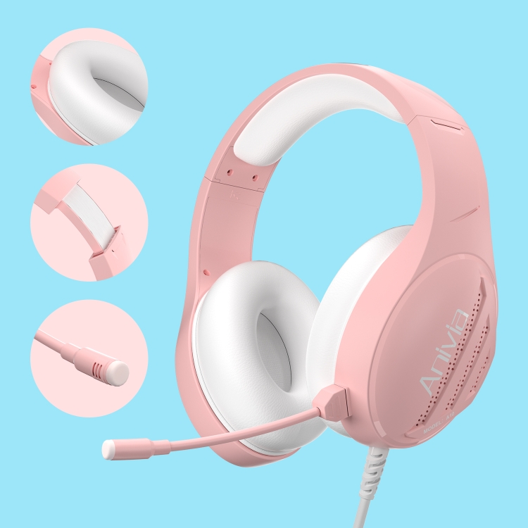 Anivia A10 auriculares de música con cable de 3.5 mm con micrófono (rosa) - 4
