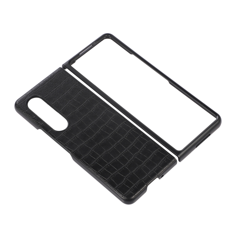 For Samsung Galaxy Z Fold4 Crocodile Texture PU Leather Protective Phone Case(Black) For Samsung Galaxy Z Fold4 Crocodile Texture PU Leather Protective Phone Case(Black)