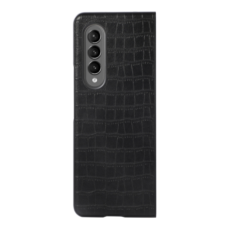 For Samsung Galaxy Z Fold4 Crocodile Texture PU Leather Protective Phone Case(Black) For Samsung Galaxy Z Fold4 Crocodile Texture PU Leather Protective Phone Case(Black)