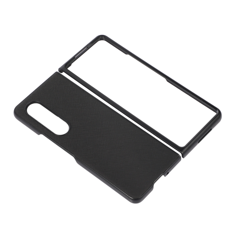 For Samsung Galaxy Z Fold4 Cross Texture PU Leather Phone Case(Black) For Samsung Galaxy Z Fold4 Cross Texture PU Leather Phone Case(Black)