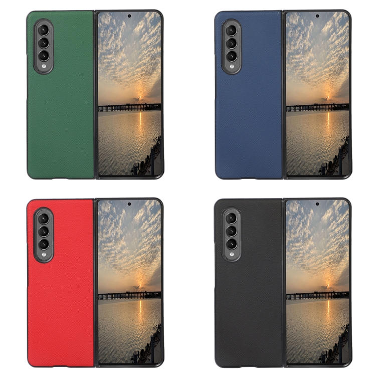 For Samsung Galaxy Z Fold4 Cross Texture PU Leather Phone Case(Black) For Samsung Galaxy Z Fold4 Cross Texture PU Leather Phone Case(Black)