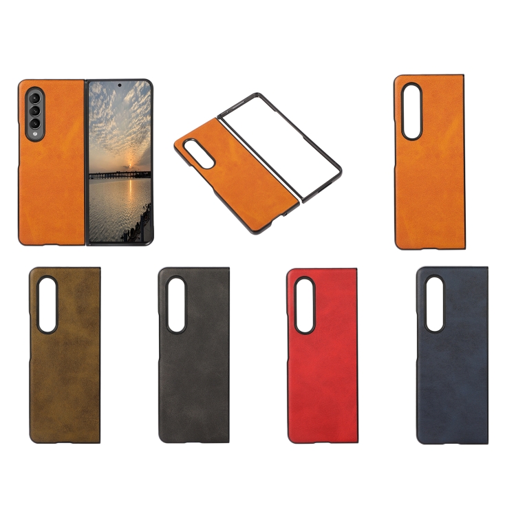 For Samsung Galaxy Z Fold4 Two-color Calf Texture Shockproof Phone Case(Black) For Samsung Galaxy Z Fold4 Two-color Calf Texture Shockproof Phone Case(Black)