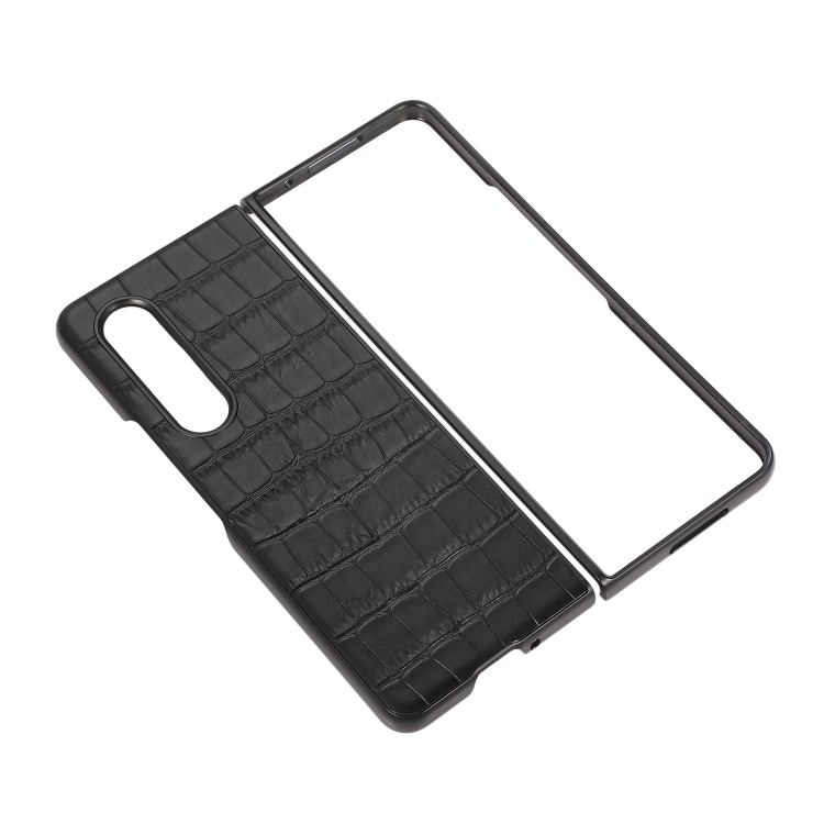For Samsung Galaxy Z Fold4 Crocodile Texture Genuine Leather Phone Case(Black) For Samsung Galaxy Z Fold4 Crocodile Texture Genuine Leather Phone Case(Black)
