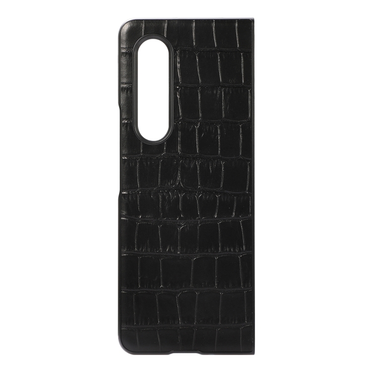 For Samsung Galaxy Z Fold4 Crocodile Texture Genuine Leather Phone Case(Black) For Samsung Galaxy Z Fold4 Crocodile Texture Genuine Leather Phone Case(Black)