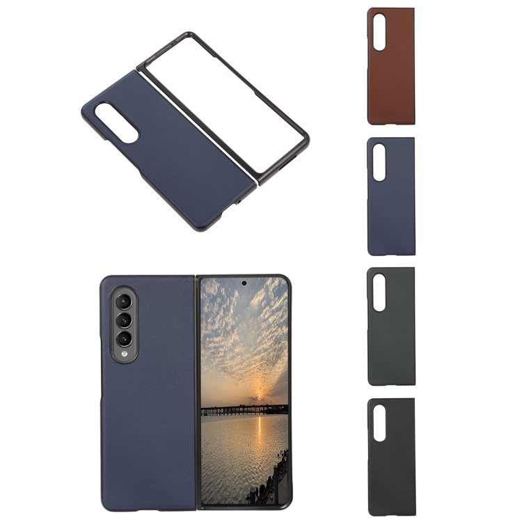 For Samsung Galaxy Z Fold4 Sheep Texture Genuine Leather Phone Case(Black) For Samsung Galaxy Z Fold4 Sheep Texture Genuine Leather Phone Case(Black)