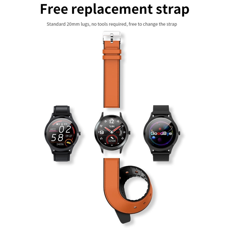 MK10 1.3 inch IPS Color Full-screen Touch Leather Belt Smart Watch, Support  Weather Forecast / Heart Rate Monitor / Sleep Monitor / Blood Pressure  Monitoring(Brown)