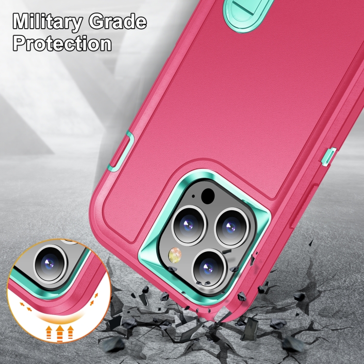 For iPhone 14 Pro Max 3 in 1 Rugged Holder Phone Case (Pink + Blue) For iPhone 14 Pro Max 3 in 1 Rugged Holder Phone Case (Pink + Blue)