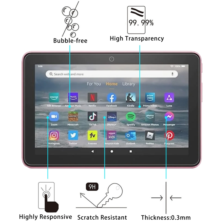 2PCS Tempered Glass Film Screen Protector For  Kindle