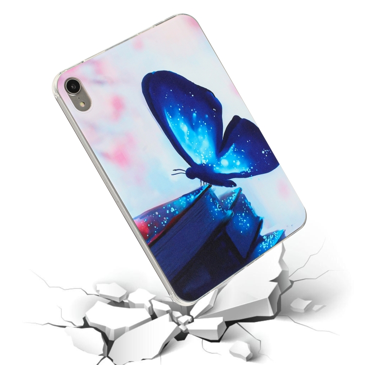 For iPad mini 6 Painted TPU Tablet Case(Blue Butterfly) For iPad mini 6 Painted TPU Tablet Case(Blue Butterfly)