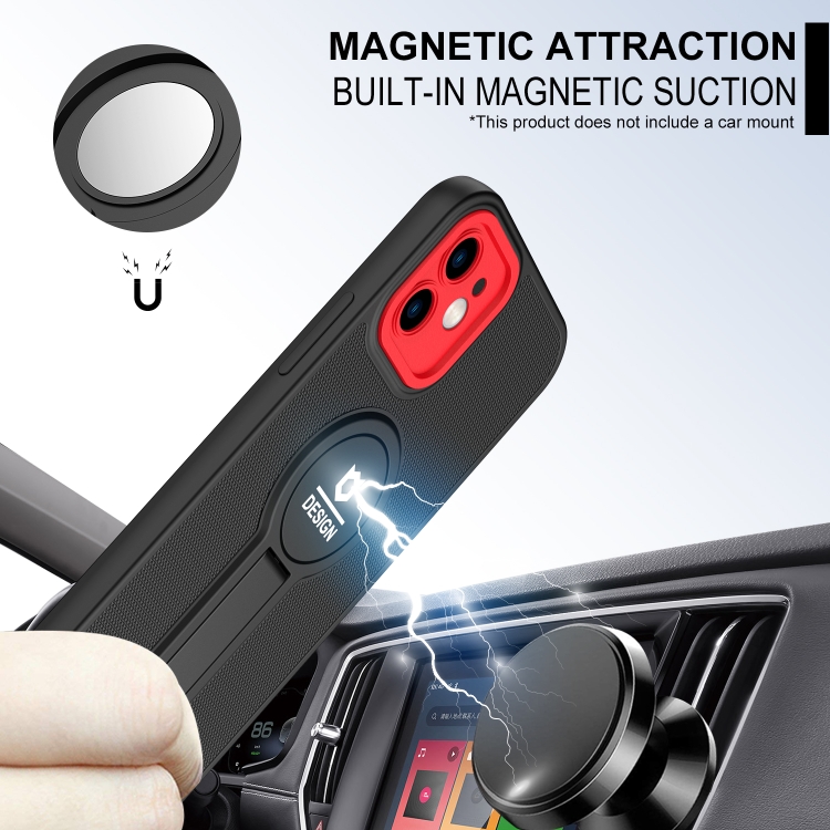 For iPhone 12 Small Tail Holder TPU+PC Phone Case(Black+Red) For iPhone 12 Small Tail Holder TPU+PC Phone Case(Black+Red)