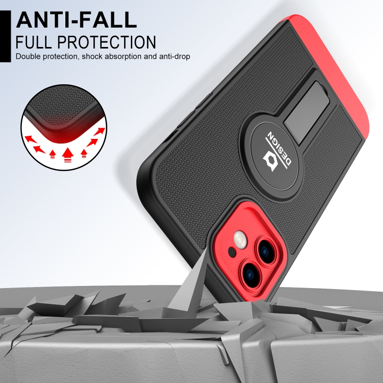 For iPhone 12 Small Tail Holder TPU+PC Phone Case(Black+Red) For iPhone 12 Small Tail Holder TPU+PC Phone Case(Black+Red)