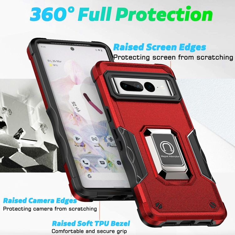 For Google Pixel 7,7 Pro Case Shockproof Magnetic Ring Stand Armor Phone  Cover