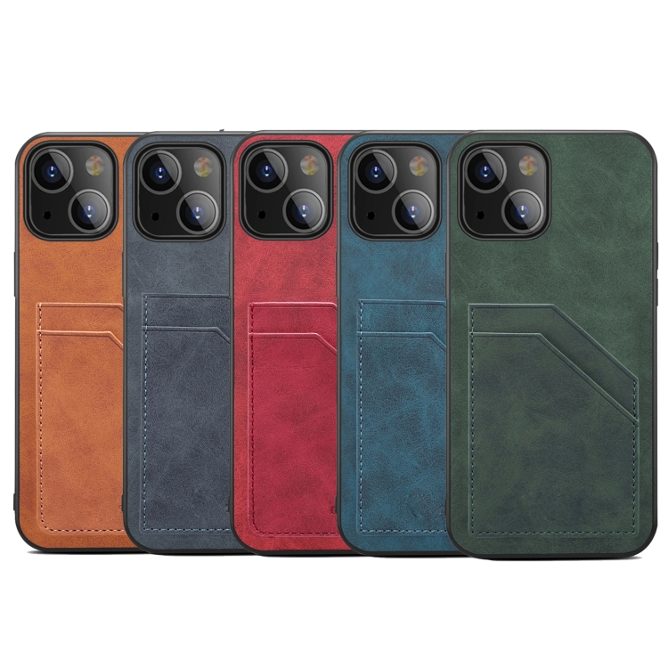 For iPhone 13 mini Card Slots Full Coverage PU+TPU Phone Case (Red) For iPhone 13 mini Card Slots Full Coverage PU+TPU Phone Case (Red)