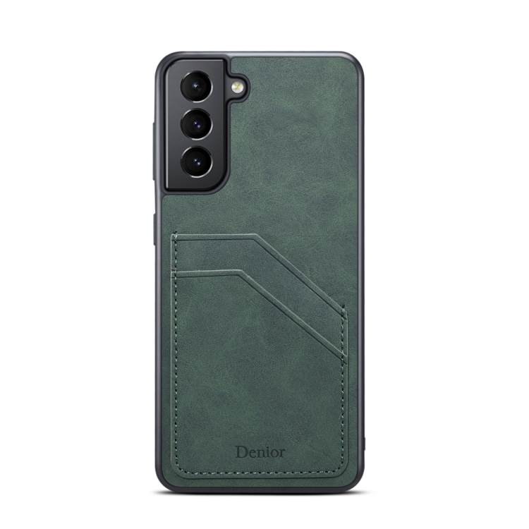 For Samsung Galaxy S21+ 5G Card Slots Full Coverage PU+TPU Phone Case(Green) For Samsung Galaxy S21+ 5G Card Slots Full Coverage PU+TPU Phone Case(Green)