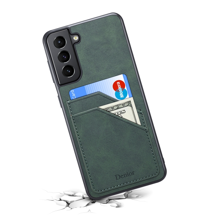 For Samsung Galaxy S21+ 5G Card Slots Full Coverage PU+TPU Phone Case(Green) For Samsung Galaxy S21+ 5G Card Slots Full Coverage PU+TPU Phone Case(Green)