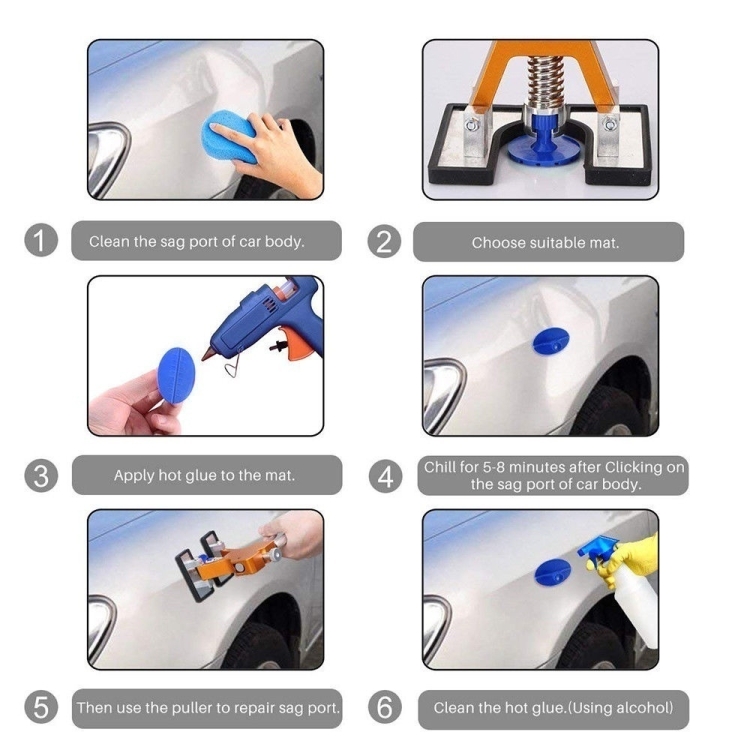 4pcs Car Dent Puller Kit, réparation de bosse sans peinture pour