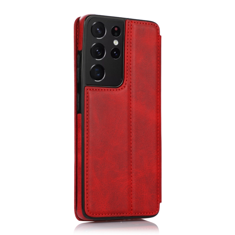 For Samsung Galaxy S21 Ultra 5G Card Slots Flip Leather Phone Case(Red) For Samsung Galaxy S21 Ultra 5G Card Slots Flip Leather Phone Case(Red)