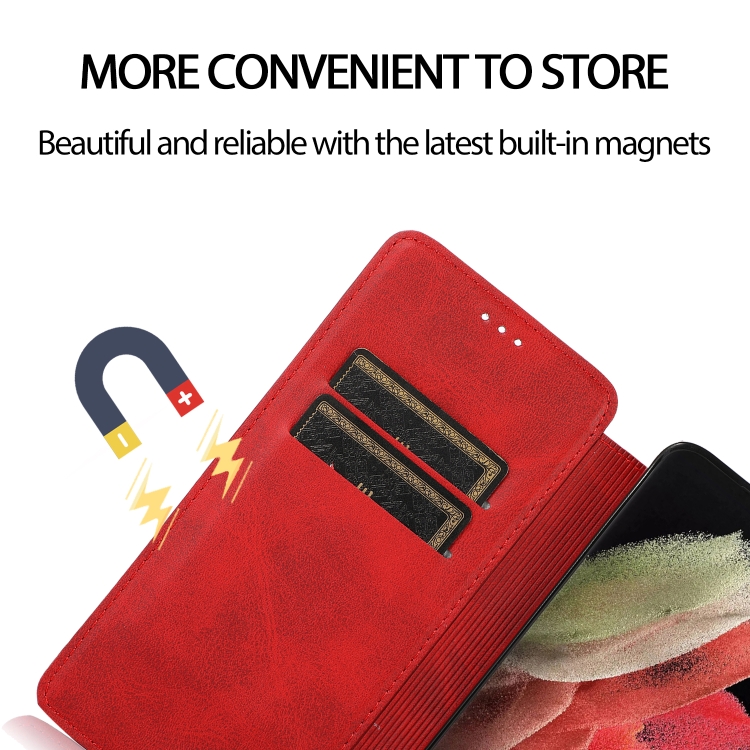For Samsung Galaxy S21 Ultra 5G Card Slots Flip Leather Phone Case(Red) For Samsung Galaxy S21 Ultra 5G Card Slots Flip Leather Phone Case(Red)