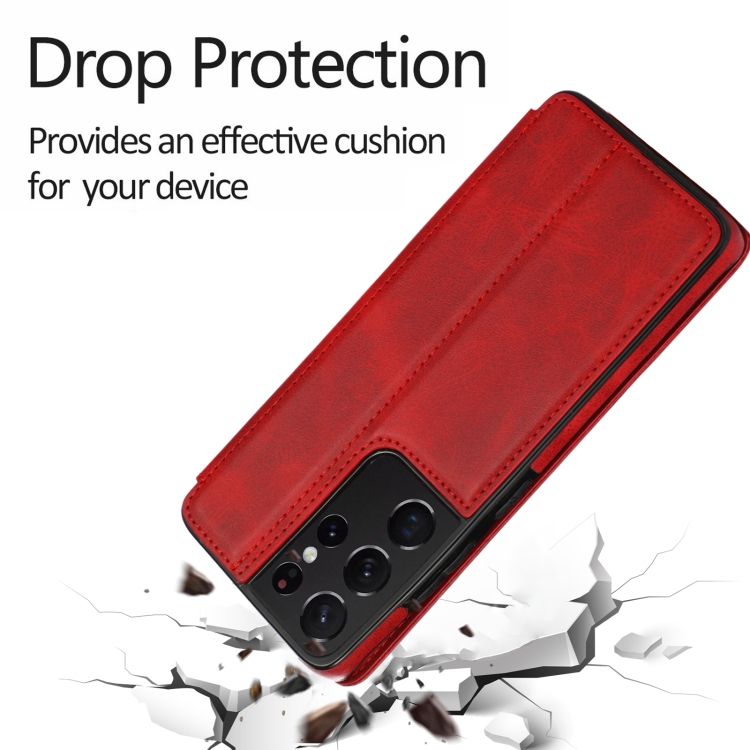 For Samsung Galaxy S21 Ultra 5G Card Slots Flip Leather Phone Case(Red) For Samsung Galaxy S21 Ultra 5G Card Slots Flip Leather Phone Case(Red)
