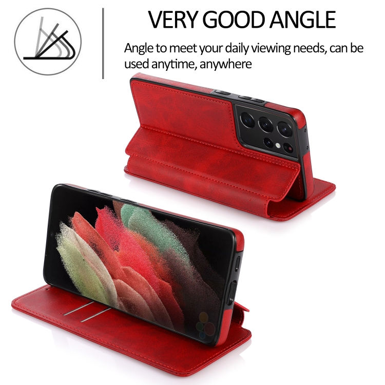 For Samsung Galaxy S21 Ultra 5G Card Slots Flip Leather Phone Case(Red) For Samsung Galaxy S21 Ultra 5G Card Slots Flip Leather Phone Case(Red)