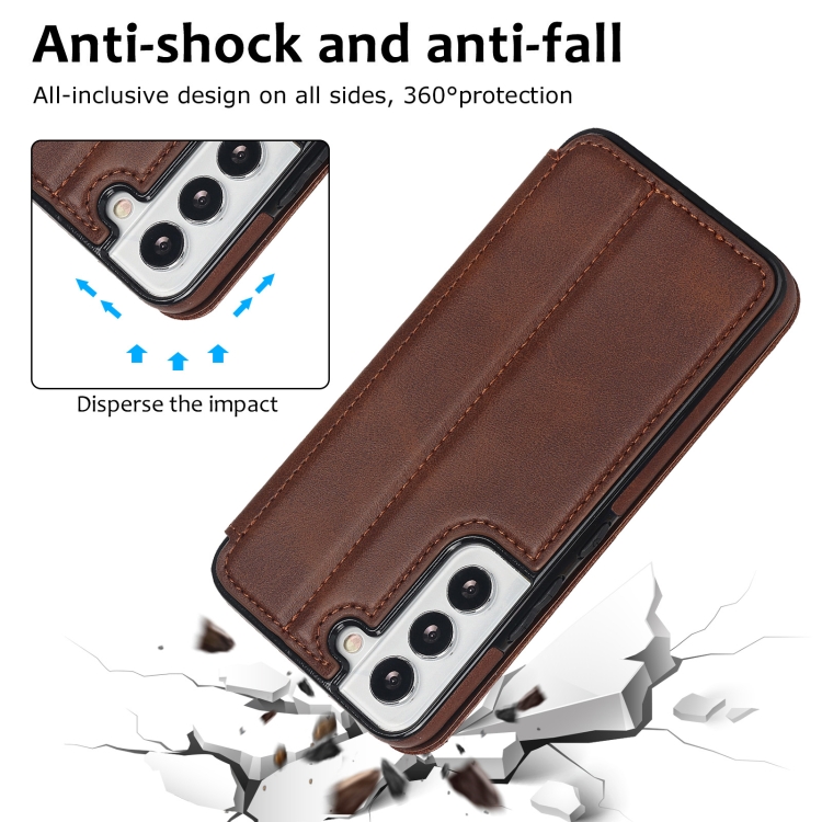 For Samsung Galaxy S22 5G Card Slots Flip Leather Phone Case(Brown) For Samsung Galaxy S22 5G Card Slots Flip Leather Phone Case(Brown)