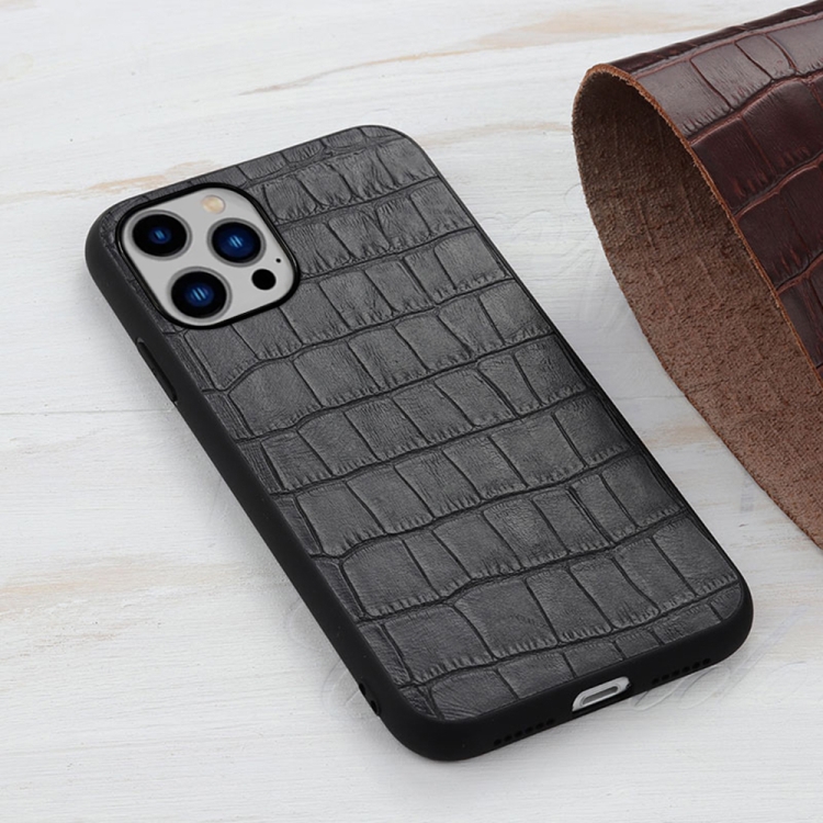 For iPhone 14 Plus Crocodile Texture Genuine Leather Phone Case (Black) For iPhone 14 Plus Crocodile Texture Genuine Leather Phone Case (Black)