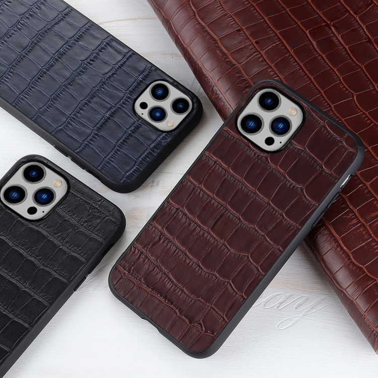 For iPhone 14 Plus Crocodile Texture Genuine Leather Phone Case (Black) For iPhone 14 Plus Crocodile Texture Genuine Leather Phone Case (Black)
