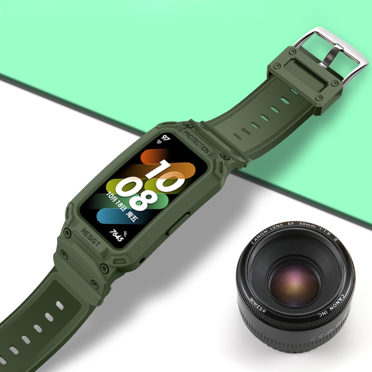 For Huawei Band 8 / Band 6 / Honor Band 7 / Band 6 / Band 6 Pro Clear TPU  Wrist Band Integrated Strap with Watch Case - Transparent Green Wholesale