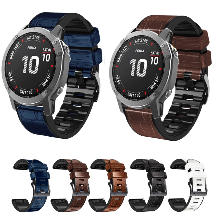 Para Garmin Fenix 6X Pro Correa de reloj de silicona con textura horizontal  de 26 mm