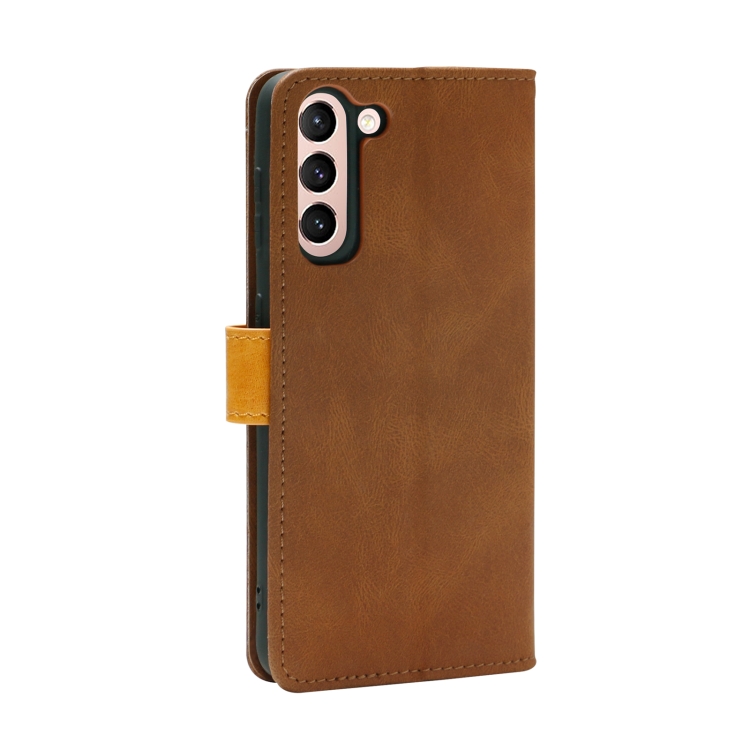For Samsung Galaxy S21 5G Skin Feel Leather Wallet Phone Case(Brown) For Samsung Galaxy S21 5G Skin Feel Leather Wallet Phone Case(Brown)