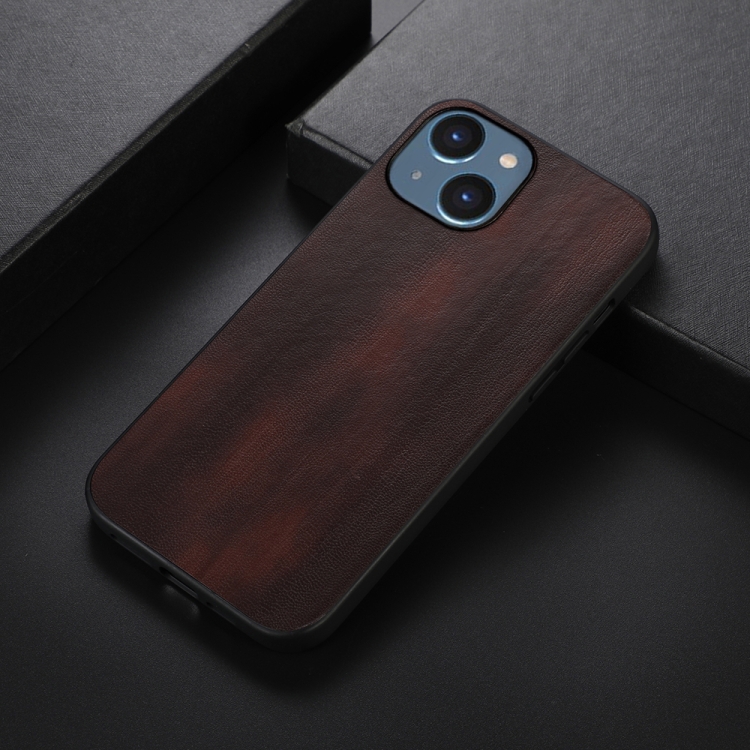 For iPhone 14 Yellow Cow Texture PU Phone Case (Coffee) For iPhone 14 Yellow Cow Texture PU Phone Case (Coffee)