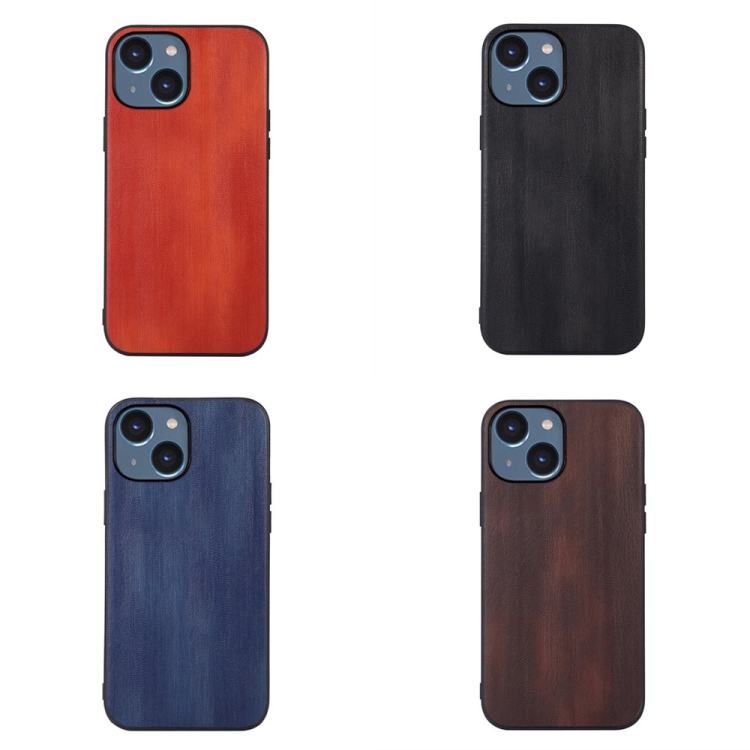 For iPhone 14 Yellow Cow Texture PU Phone Case (Coffee) For iPhone 14 Yellow Cow Texture PU Phone Case (Coffee)