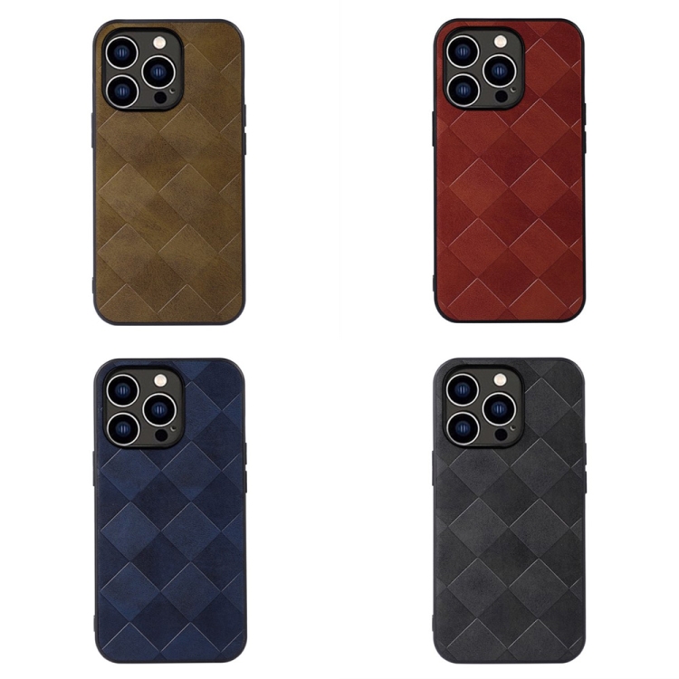 For iPhone 14 Pro Weave Plaid PU Phone Case (Black) For iPhone 14 Pro Weave Plaid PU Phone Case (Black)