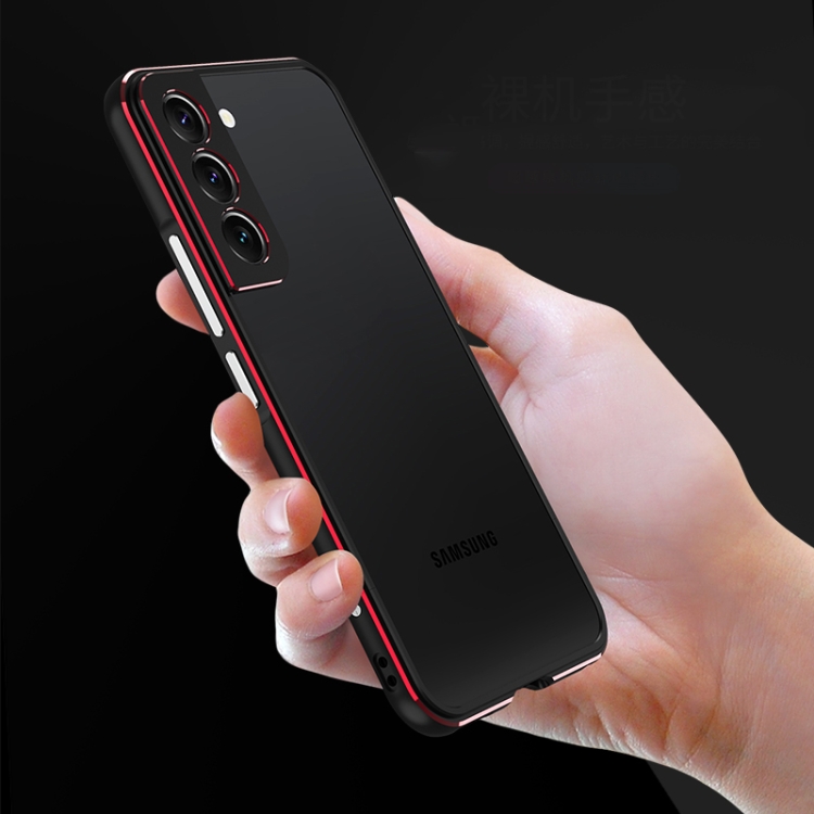 For Samsung Galaxy S22+ 5G Aurora Series Lens Protector + Metal Frame Protective Phone Case(Black Silver) For Samsung Galaxy S22+ 5G Aurora Series Lens Protector + Metal Frame Protective Phone Case(Black Silver)