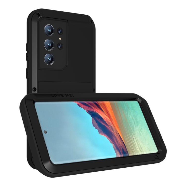 For Samsung Galaxy S22 Ultra 5G LOVE MEI Metal Shockproof Waterproof Dustproof Protective Phone Case(Black) For Samsung Galaxy S22 Ultra 5G LOVE MEI Metal Shockproof Waterproof Dustproof Protective Phone Case(Black)