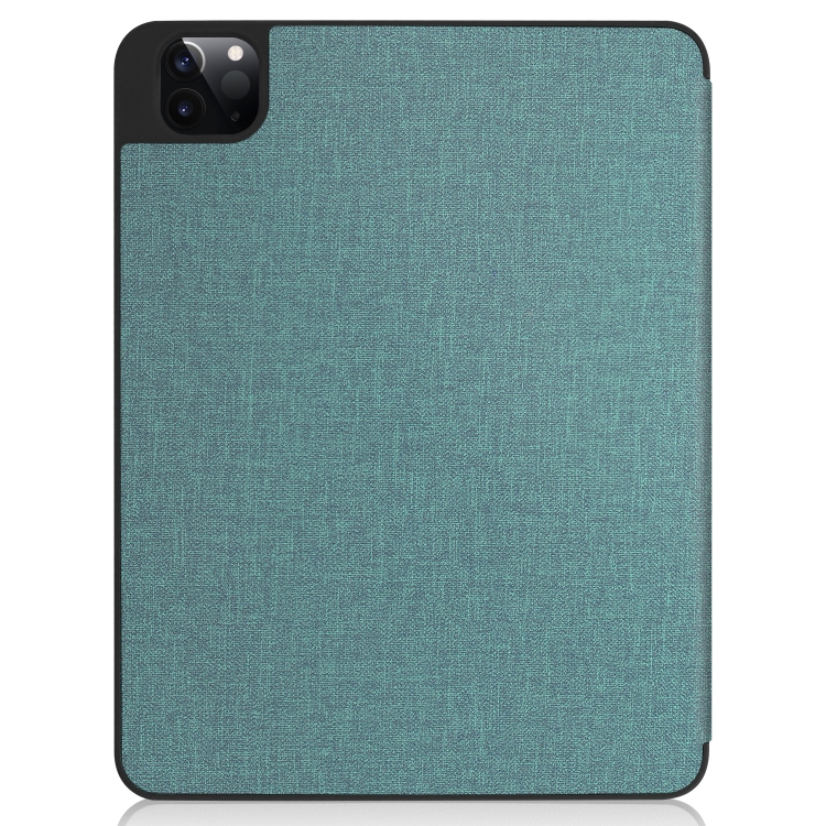 For iPad Pro 12.9 inch 2020 Fabric Denim TPU Smart Tablet Leather Tablet Case with Sleep Function & Tri-Fold Bracket & Pen Slot(Mint Green)
