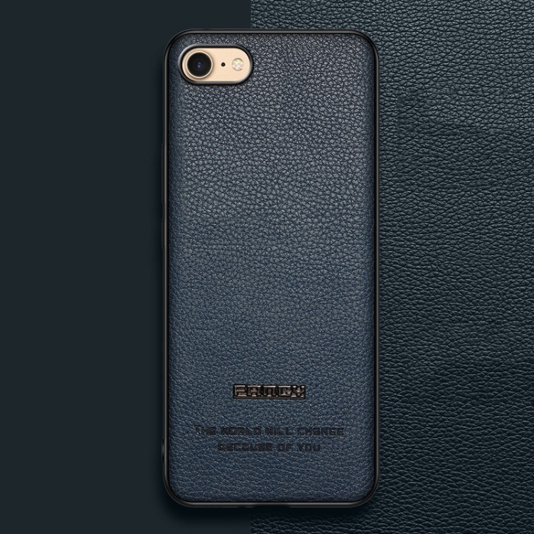 For iPhone SE 2022 / SE 2020 / 8 / 7 Pasted Leather Litchi Texture TPU Phone Case(Royal Blue) For iPhone SE 2022 / SE 2020 / 8 / 7 Pasted Leather Litchi Texture TPU Phone Case(Royal Blue)