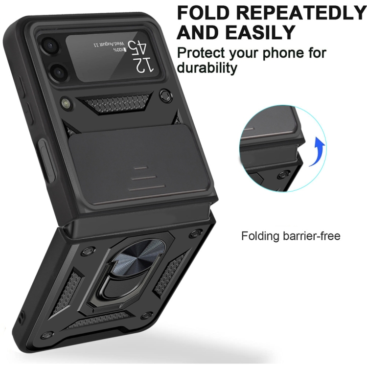 For Samsung Galaxy Z Flip4 Sliding Camera Cover Design TPU+PC Protective Phone Case(Black) For Samsung Galaxy Z Flip4 Sliding Camera Cover Design TPU+PC Protective Phone Case(Black)