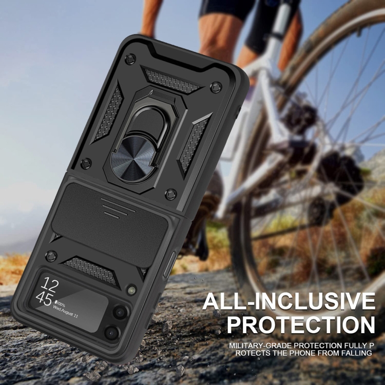 For Samsung Galaxy Z Flip4 Sliding Camera Cover Design TPU+PC Protective Phone Case(Black) For Samsung Galaxy Z Flip4 Sliding Camera Cover Design TPU+PC Protective Phone Case(Black)