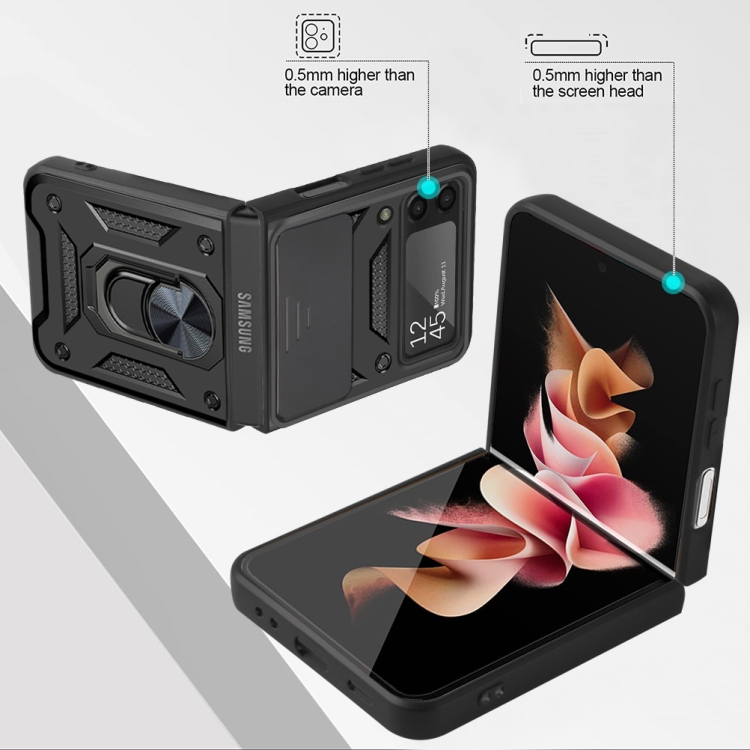 For Samsung Galaxy Z Flip4 Sliding Camera Cover Design TPU+PC Protective Phone Case(Black) For Samsung Galaxy Z Flip4 Sliding Camera Cover Design TPU+PC Protective Phone Case(Black)
