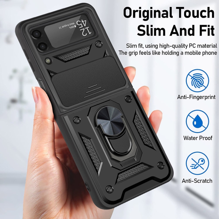 For Samsung Galaxy Z Flip4 Sliding Camera Cover Design TPU+PC Protective Phone Case(Black) For Samsung Galaxy Z Flip4 Sliding Camera Cover Design TPU+PC Protective Phone Case(Black)
