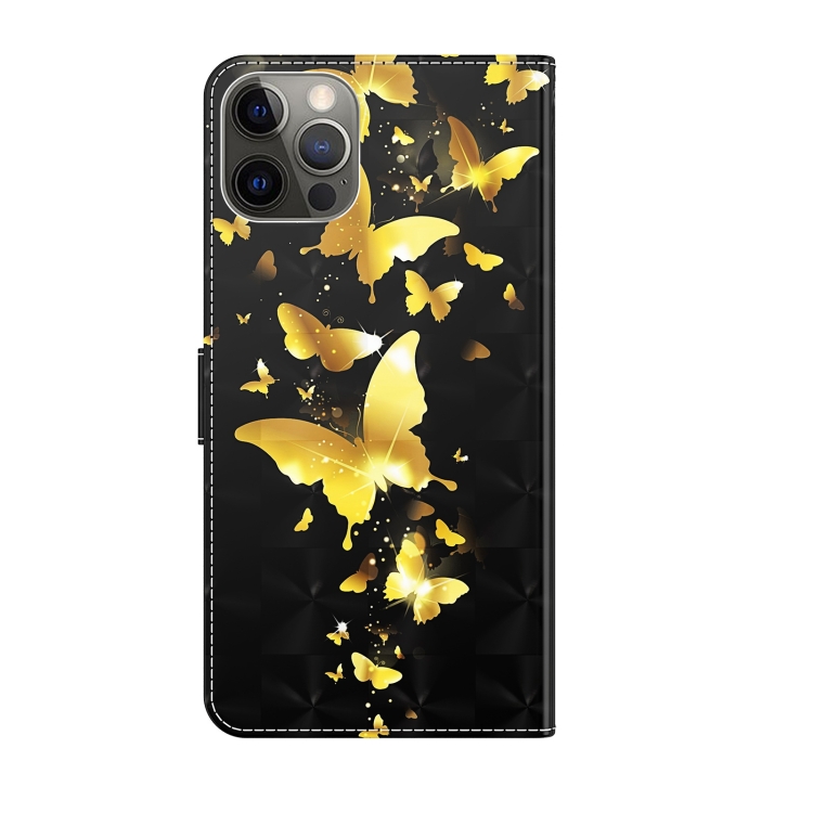 For iPhone 14 Pro 3D Painting Pattern Flip Leather Phone Case (Gold Butterflies) For iPhone 14 Pro 3D Painting Pattern Flip Leather Phone Case (Gold Butterflies)