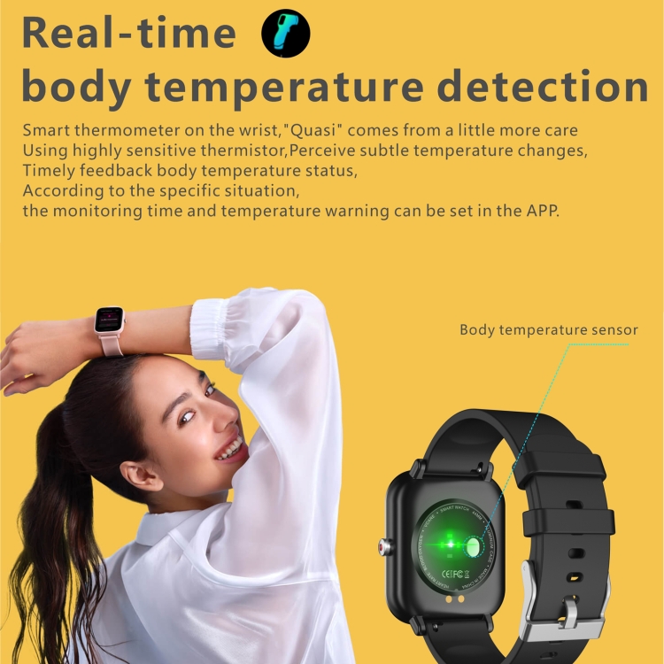 Q9 Pro 1.7 pulgadas TFT HD Smart Watch, soporte de monitoreo de temperatura corporal/monitoreo de la frecuencia cardíaca (negro) - B3