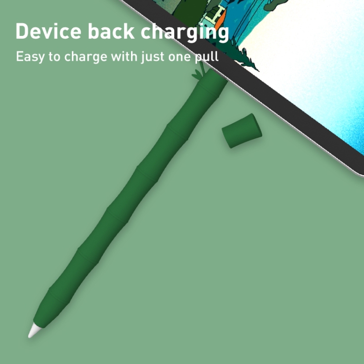 Case protectora de lápiz de lápiz lápiz de silicona líquido de bambú para Apple Pencil 2 (verde claro) - 3