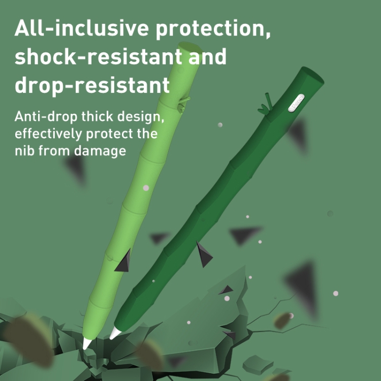 Case protectora de lápiz de lápiz lápiz de silicona líquido de bambú para Apple Pencil 2 (verde claro) - 4