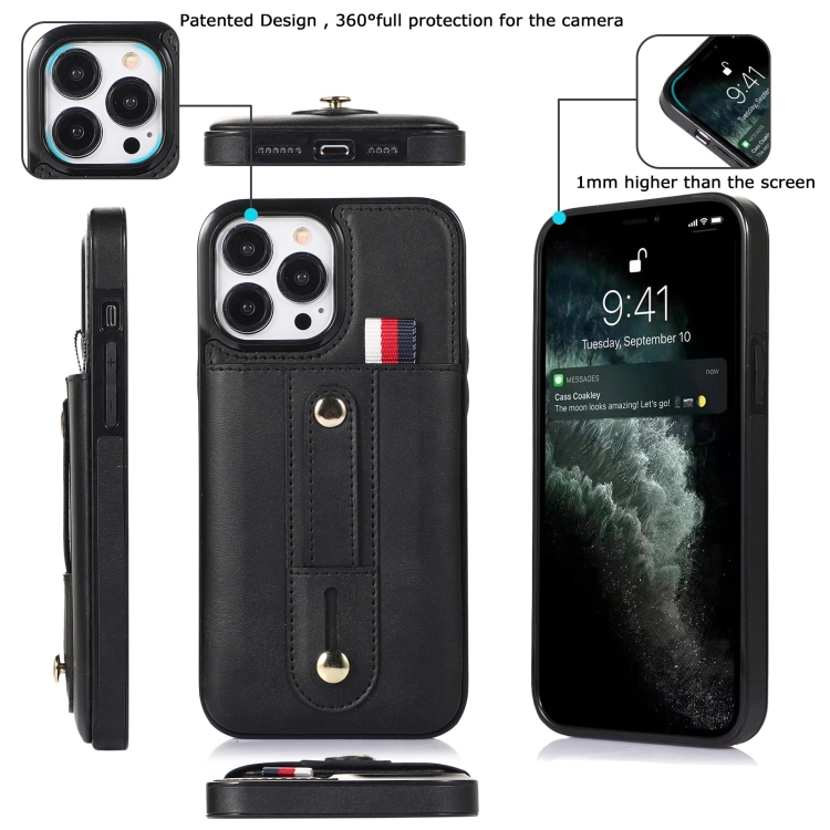 For iPhone 11 Pro Wristband Kickstand Wallet Leather Phone Case (Black) For iPhone 11 Pro Wristband Kickstand Wallet Leather Phone Case (Black)