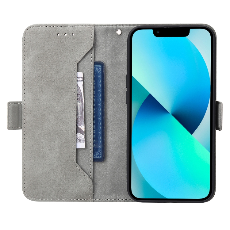 For iPhone 14 Plus RFID Geometric Line Flip Leather Phone Case (Grey) For iPhone 14 Plus RFID Geometric Line Flip Leather Phone Case (Grey)