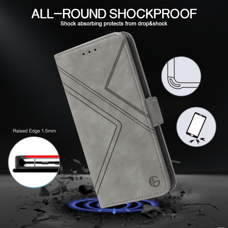For iPhone 14 Plus RFID Geometric Line Flip Leather Phone Case (Grey) For iPhone 14 Plus RFID Geometric Line Flip Leather Phone Case (Grey)
