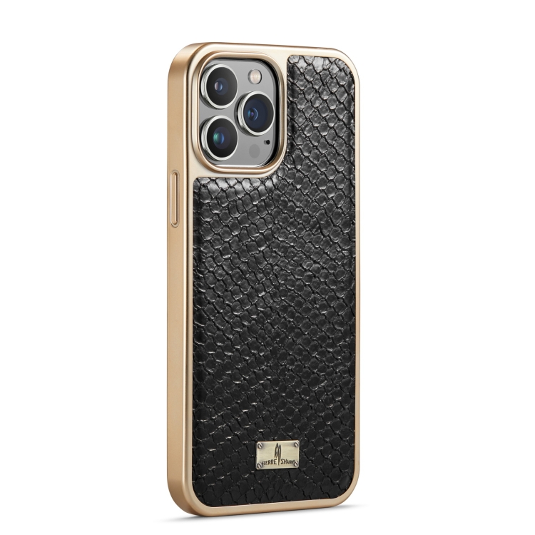 Fierre Shann Snake Texture Electroplating PU Phone Case For iPhone 11(Black) Fierre Shann Snake Texture Electroplating PU Phone Case For iPhone 11(Black)